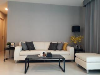 Modern living room interior with comfortable sofa, coffee table, and elegant decor