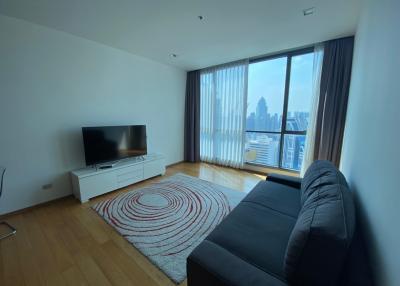 Modern living room with a view of the city