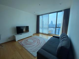 Modern living room with a view of the city