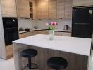 Modern kitchen with wooden cabinetry and central island