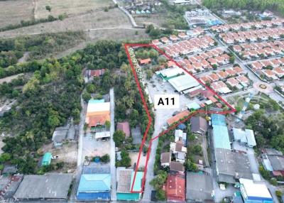 Aerial view of residential property boundaries with A11 marker