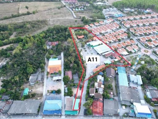 Aerial view of residential property boundaries with A11 marker