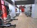 Modern gym interior with various exercise equipment