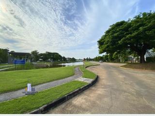 Serene park with walking paths and lush greenery