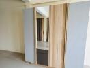 Sliding partition within a modern interior space
