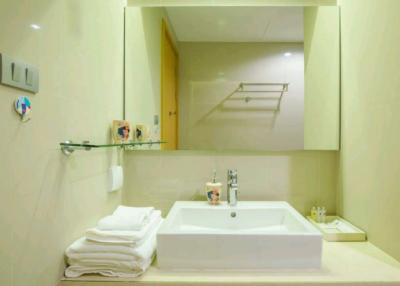 Modern bathroom interior with well-lit vanity area