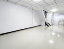 Spacious and bright interior hallway in a modern building