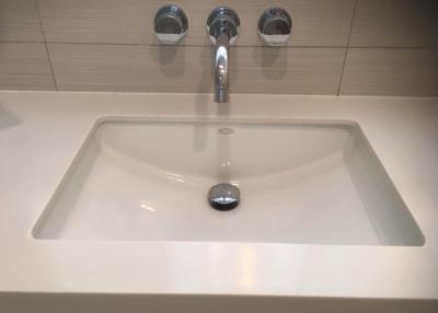 Modern bathroom sink with chrome faucet