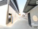 Modern residential building facade with sink outside