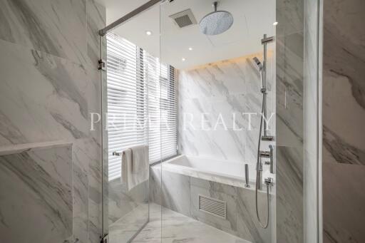 Modern bathroom with marble finish and premium fixtures