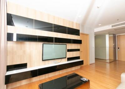 Spacious and modern living room with built-in entertainment unit