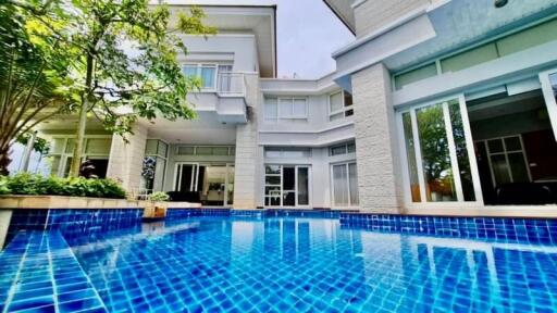 Luxurious house exterior with a swimming pool