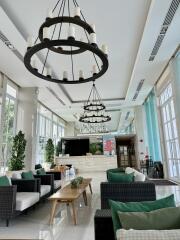 Stylish lobby area of a modern residential building