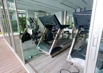 Modern home gym with various exercise equipment