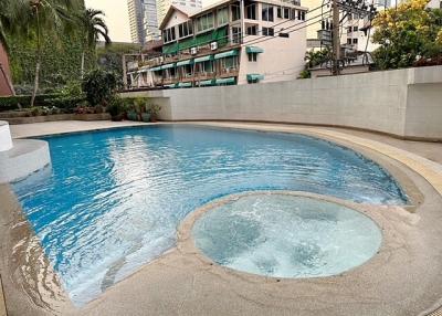 Residential building complex pool area