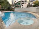 Residential building complex pool area