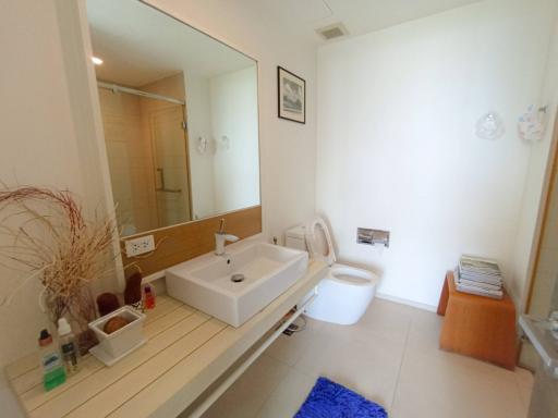 Spacious modern bathroom with natural light