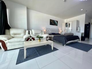 A large studio partial sea view with fully furnished for sale at the best location in Pattaya.