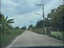 View of a residential street from a car