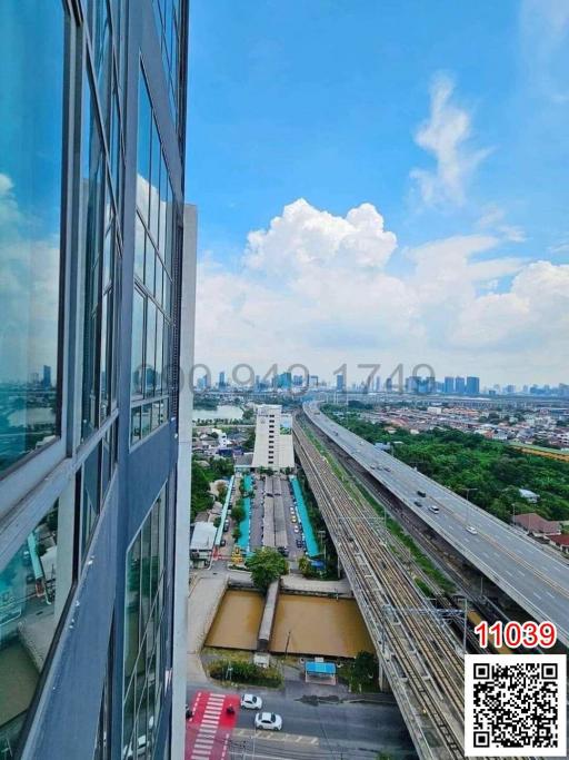 High-rise building cityscape and traffic view from a window