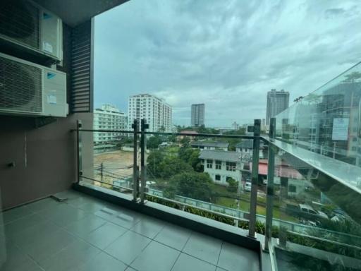 Balcony with urban view and glass railing