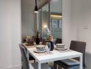 Modern dining area with stylish furniture and decor