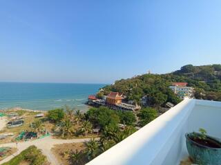 Panoramic sea view from the balcony of a coastal property