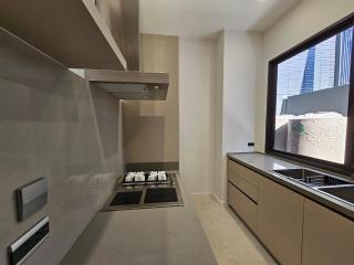 Modern kitchen with stainless steel appliances and ample counter space