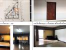 Collage of different rooms and floor plan in a residential property