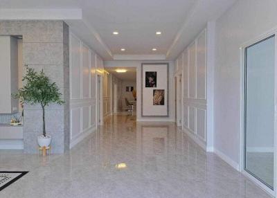 Elegant hallway interior with marble floors and modern design
