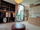 Spacious bedroom with walk-in closet and modern décor
