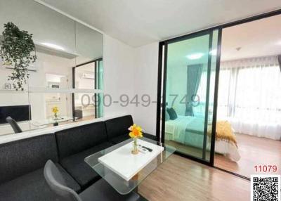 Bright and modern living room with attached balcony