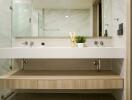 Modern bathroom with floating vanity and spacious countertop