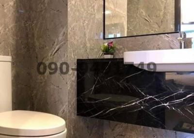 Modern bathroom interior with marble finishing