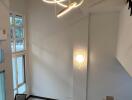 Minimalist living room with modern lighting fixtures