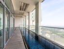 Spacious balcony with glass railing and a beautiful view