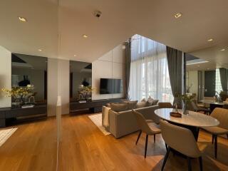 Spacious and modern living room with ample natural light