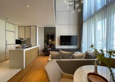 Modern and spacious living room with open floor plan