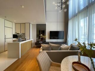 Modern and spacious living room with open floor plan