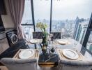 Elegant dining area with city view