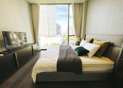 Modern bedroom with city view