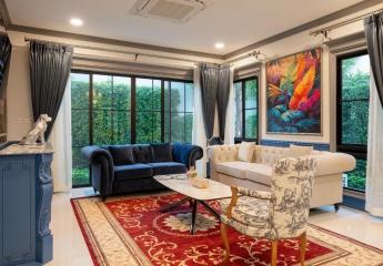 Elegant living room with natural light and stylish furniture