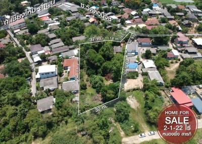 Arial view of property for sale with dimensions labeled