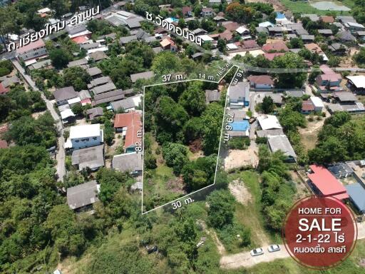 Arial view of property for sale with dimensions labeled