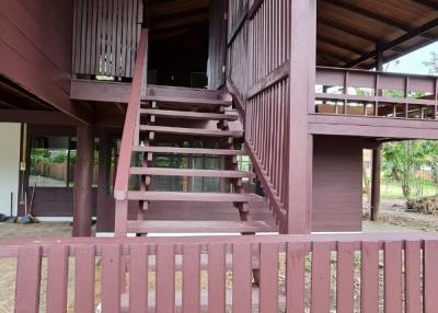 Wooden stairway and deck of a residential building