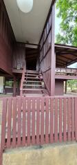 Wooden stairway and deck of a residential building