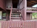 Wooden stairway and deck of a residential building