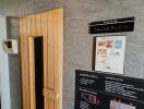 Sauna Room with Wooden Door and Control Panel