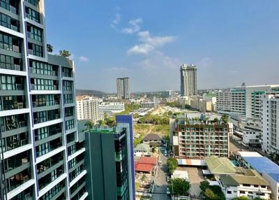 Panoramic city view from a high-rise residential building