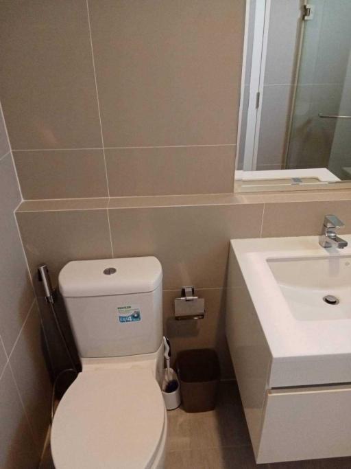 Modern bathroom interior with toilet and sink